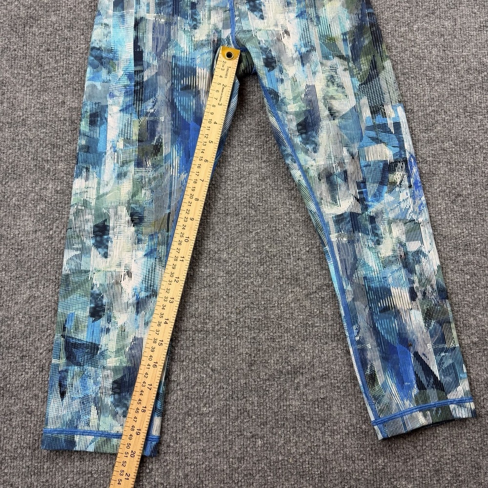 Lululemon Cropped Leggings Abstract Blue Print Womens Size‎ 6 Yoga - Picture 7 of 8